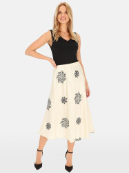 PERSO Woman's Women's midi skirt decorated with sequin embroidery