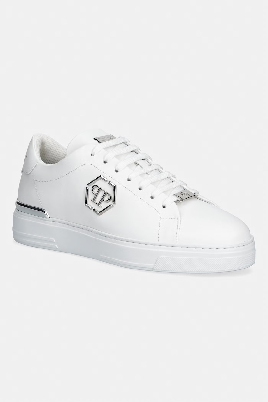 Philipp Plein  Kožené tenisky  Leather Lo-Top Hexagon