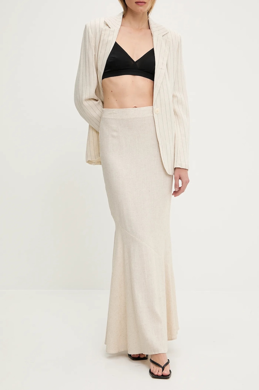 Plátěná sukně Answear.LAB béžová barva, maxi, áčková