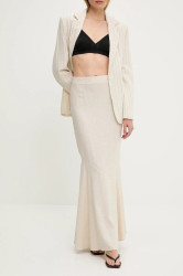Plátěná sukně Answear.LAB béžová barva, maxi, áčková