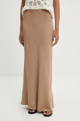 Plátěná sukně Answear.LAB hnědá barva, maxi