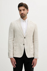 Plátěné sako Joop! pánské, béžová barva, 30046550