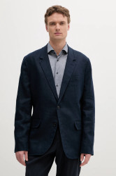 Plátěné sako Michael Kors pánské, tmavomodrá barva, CS5100TBEY
