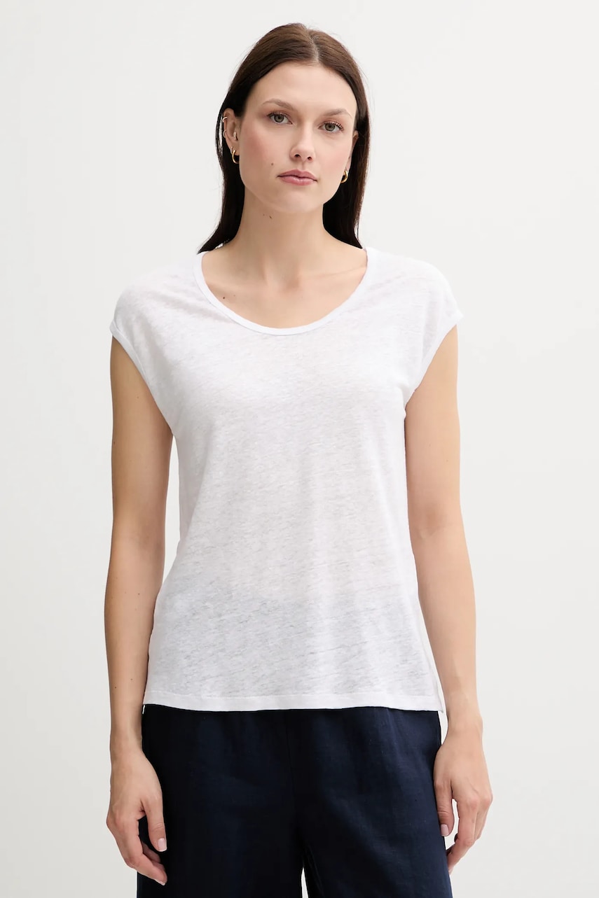 Plátěné tričko United Colors of Benetton dámské, bílá barva, 37UJE16B1