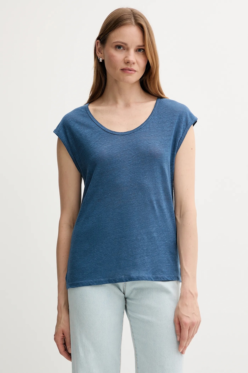 Plátěné tričko United Colors of Benetton dámské, tmavomodrá barva, 37UJE16B1