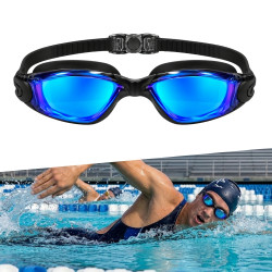 Plavecké brýle inSPORTline Clariflow Mirror černá s modrými zrcadlovými skly