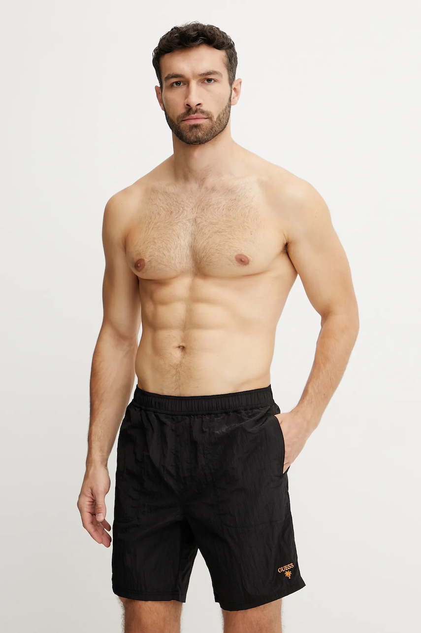 Plavkové šortky Guess černá barva, F5GT13 WH1D2