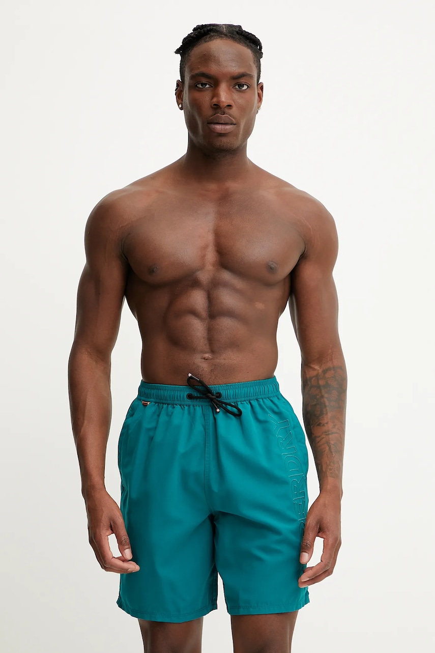 Plavkové šortky Superdry zelená barva, M3010246A-20E