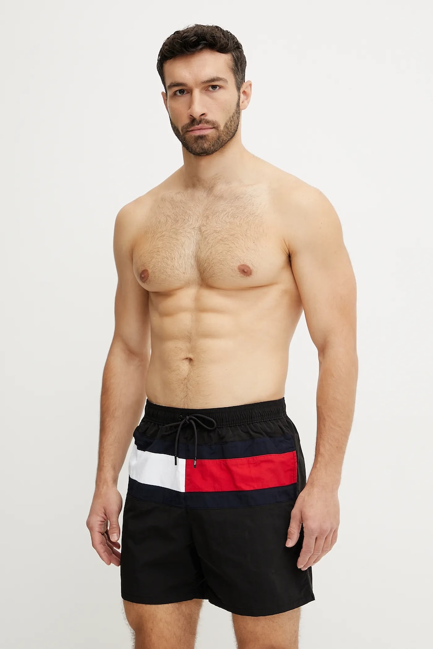 Plavkové šortky Tommy Hilfiger černá barva, UM0UM03474