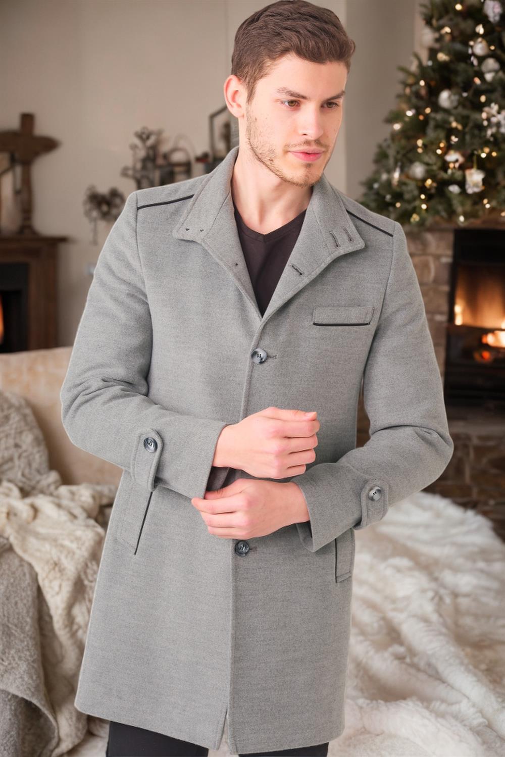 PLT8391 DEWBERRY MEN'S COAT-STRAIGHT GREY