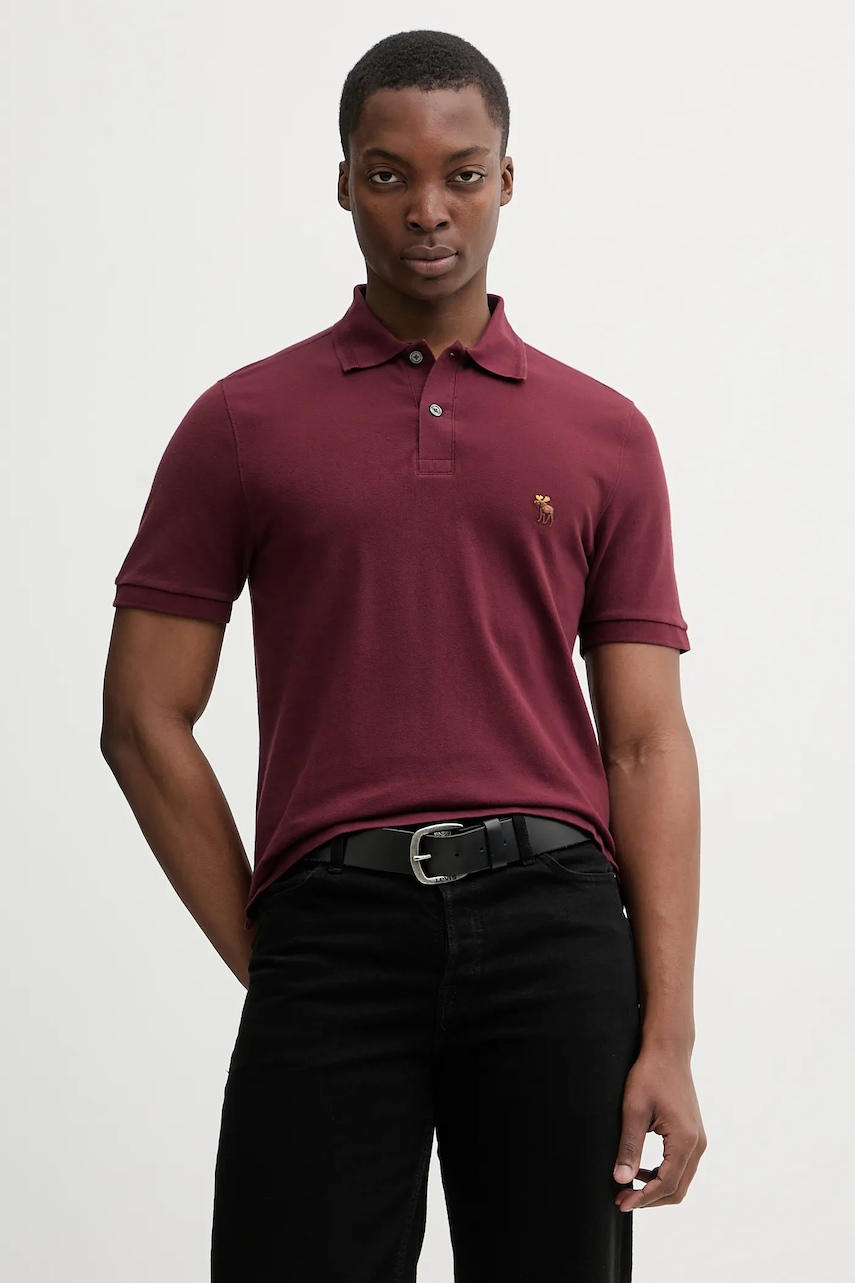 Polo tričko Abercrombie & Fitch pánské, vínová barva, KI124-5719-500