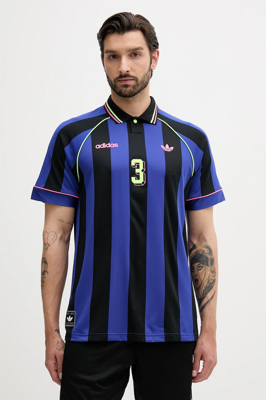 Polo tričko adidas Originals Jcquard Jersey pánské, modrá barva, KD2307