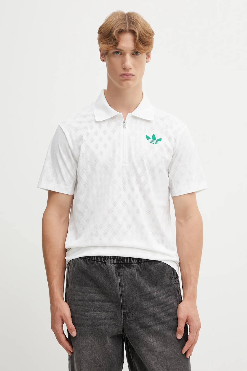 Polo tričko adidas Originals pánské, béžová barva, JL9675