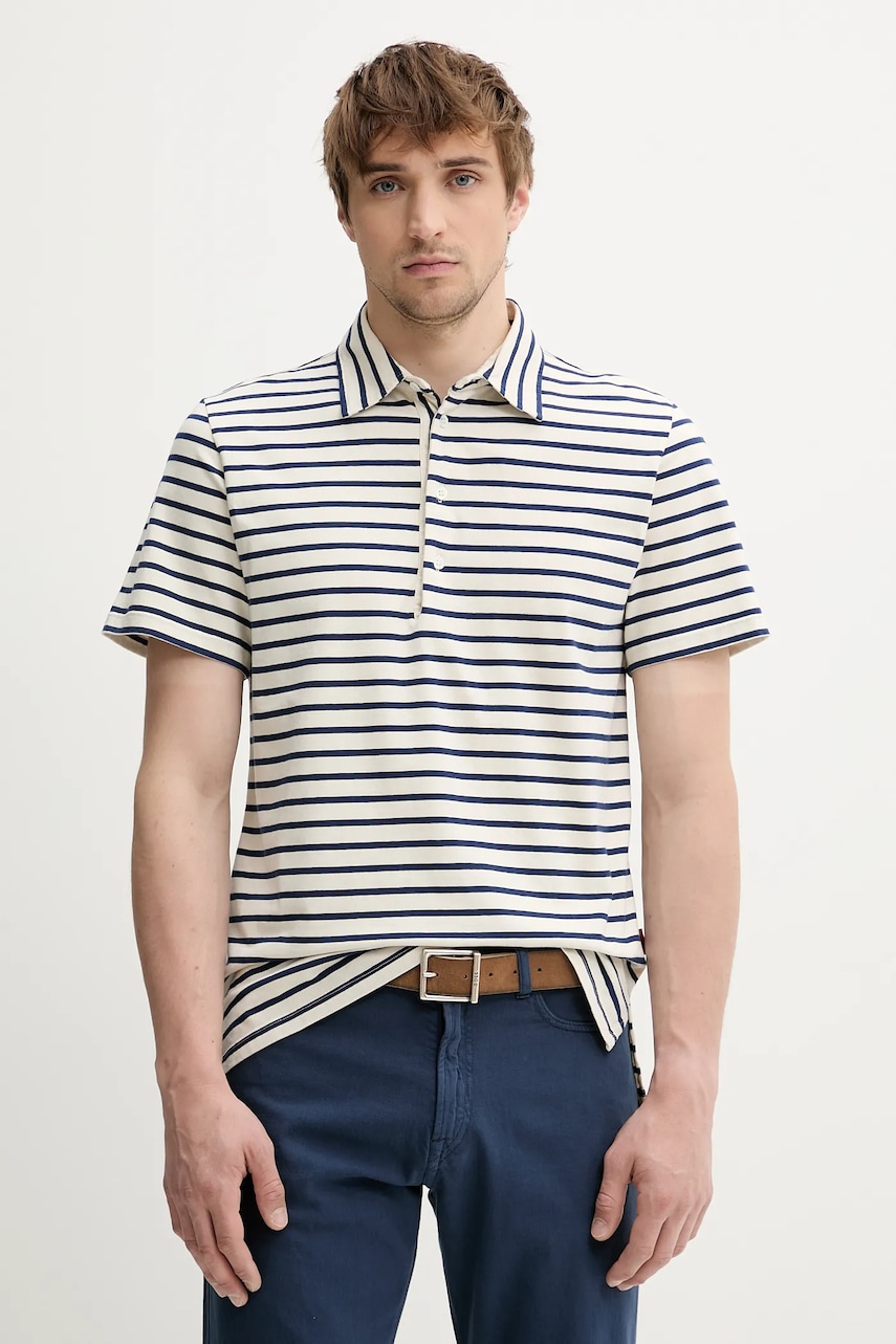 Polo tričko BARENA VENEZIA pánské, béžová barva