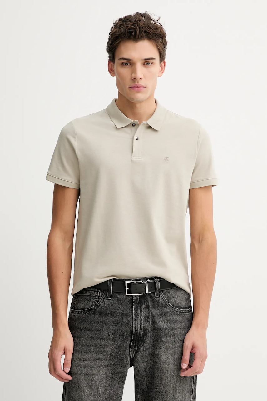 Polo tričko Calvin Klein pánské, béžová barva, LV04LC254G