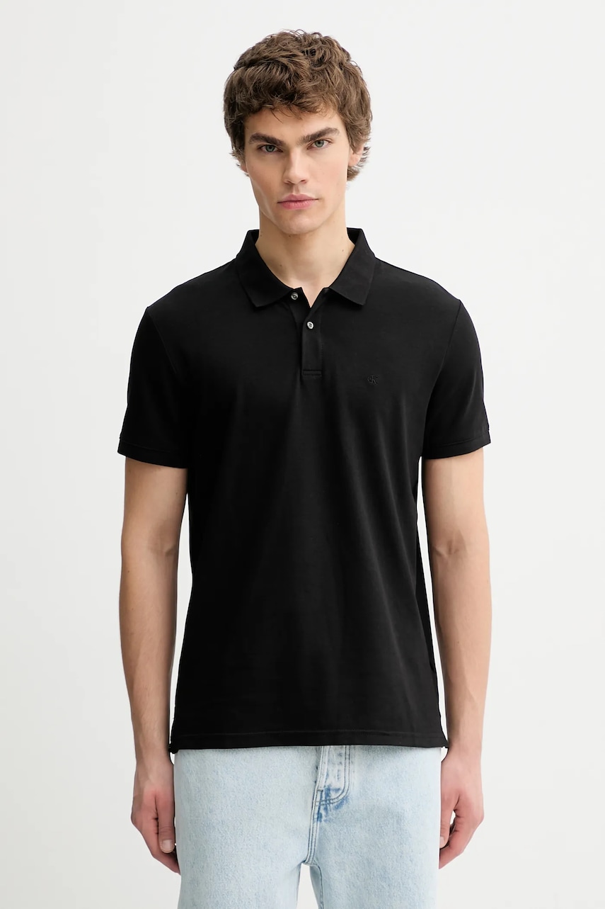Polo tričko Calvin Klein pánské, černá barva, LV04LC254G