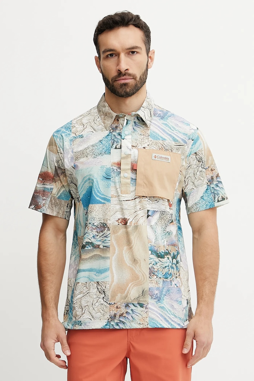 Polo tričko Columbia Cove Beach pánské, béžová barva, 2126491