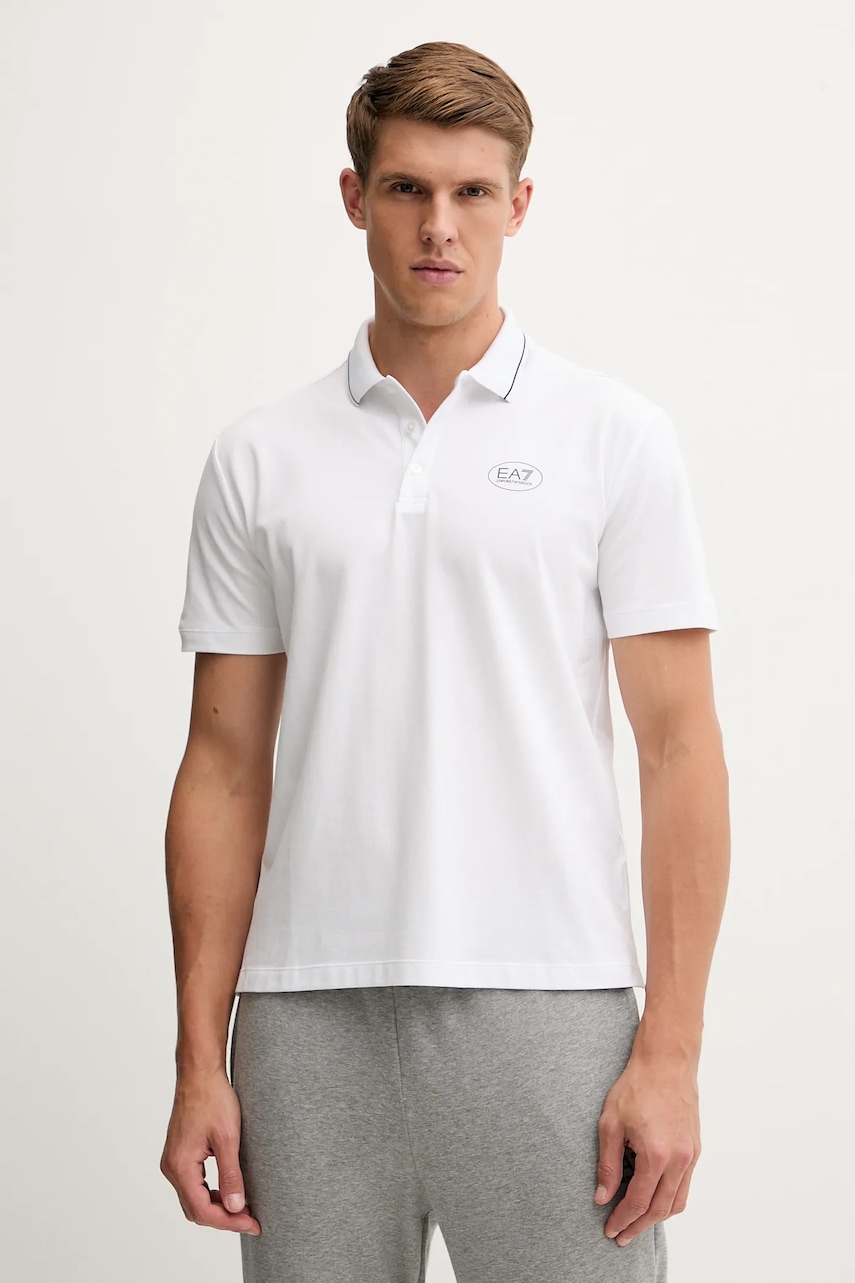 Polo tričko EA7 Emporio Armani pánské, bílá barva, AF13511.7M000847