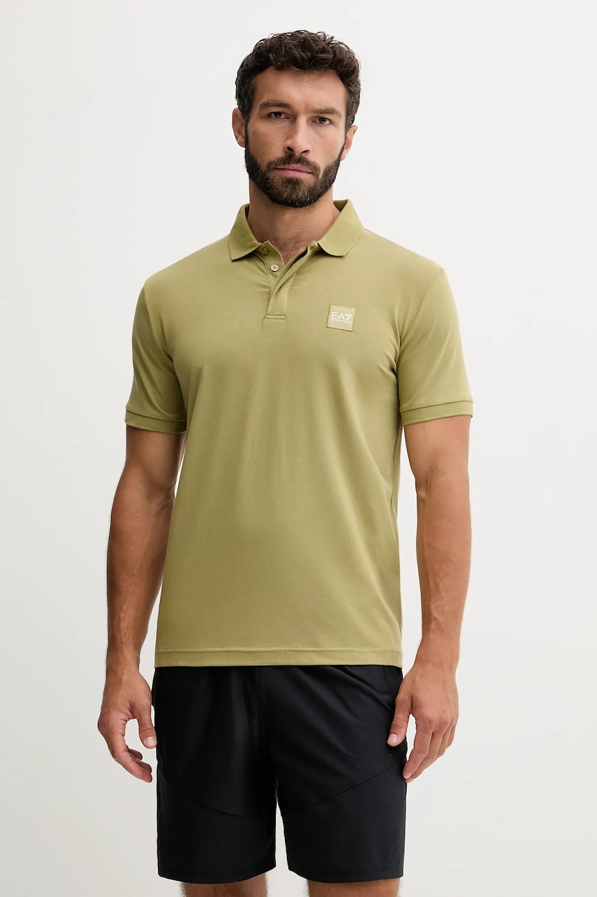 Polo tričko EA7 Emporio Armani pánské, zelená barva, AF10373.7M000901