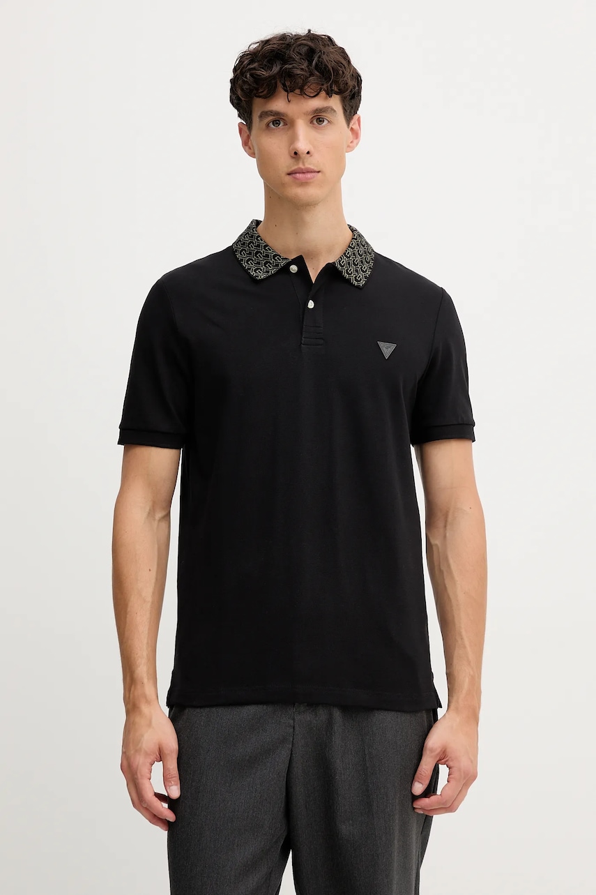 Polo tričko Guess LYLE pánské, černá barva, M5YP60 K7O64