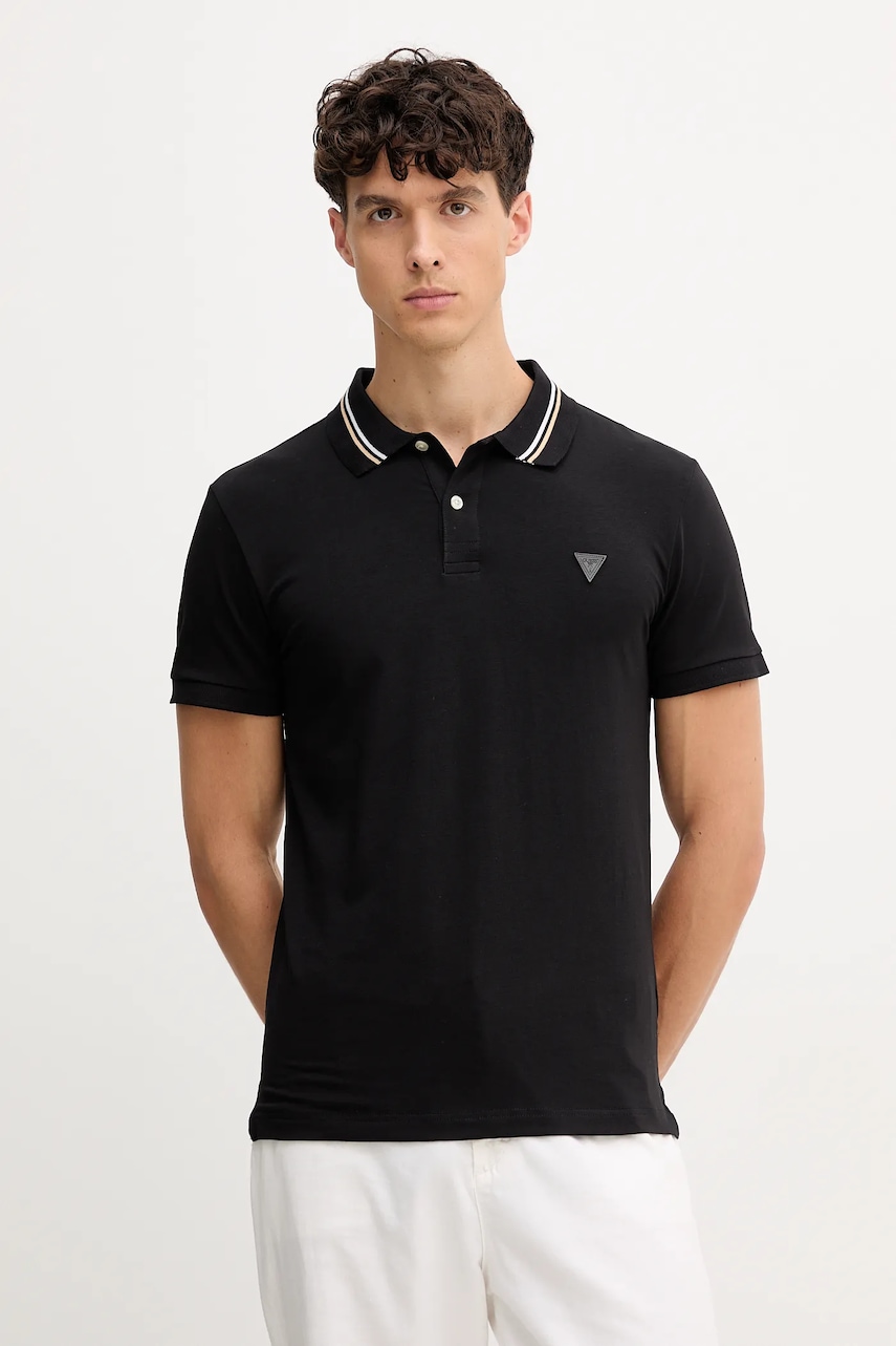Polo tričko Guess NOLAN pánské, černá barva, M5YP66 J1314