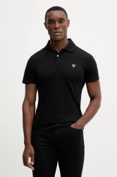 Polo tričko Guess NOLAN pánské, černá barva, s aplikací, M5BP66 J1314