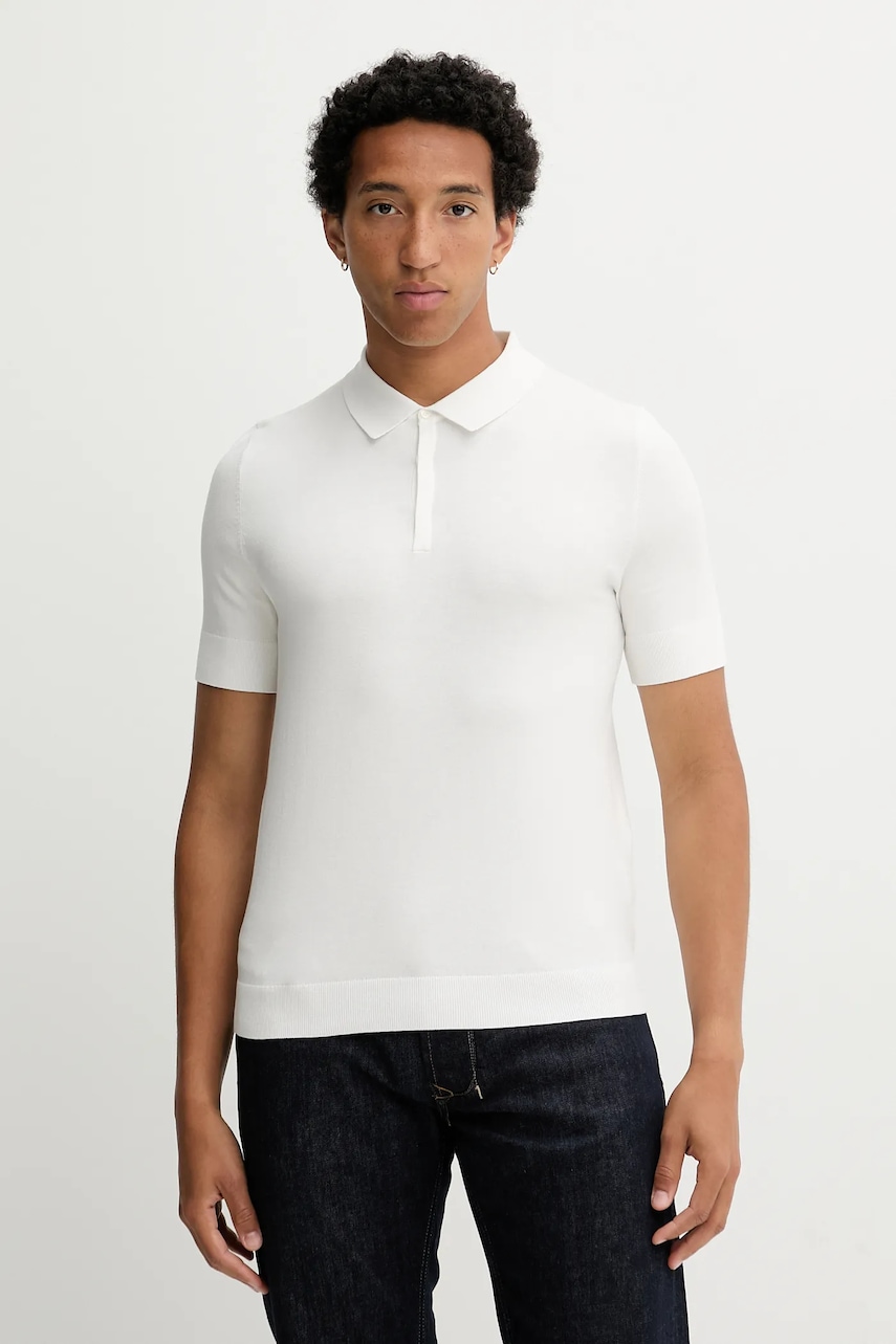 Polo tričko HUGO San Peter-CV pánské, béžová barva, 50536672