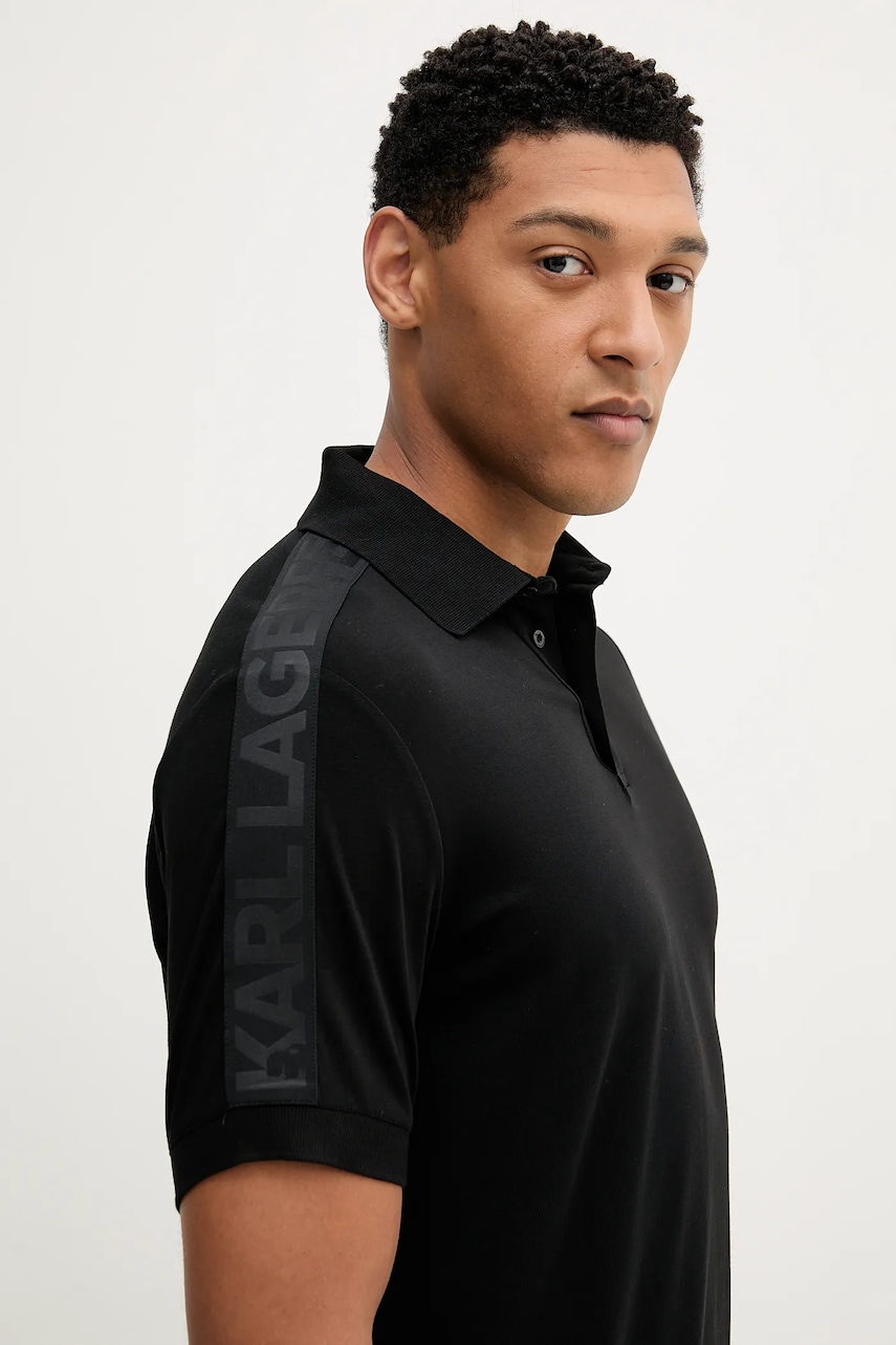 Polo tričko Karl Lagerfeld pánské, černá barva, 553235.745019