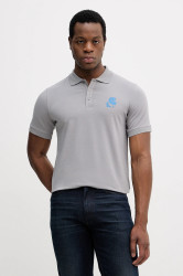 Polo tričko Karl Lagerfeld pánské, šedá barva, s potiskem, 554235.745401