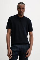 Polo tričko s lněnou směsí A.P.C. polo jay tmavomodrá barva, VIAJC.H23315