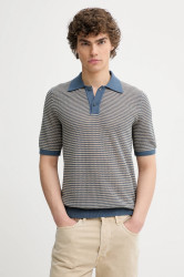 Polo tričko se lněnou směsí Marc O'Polo pánské, modrá barva, 524505362054