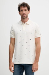 Polo tričko Tommy Hilfiger pánské, béžová barva, s aplikací, MW0MW39835