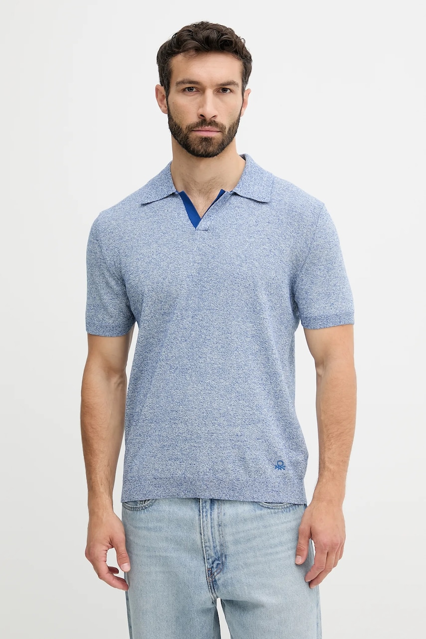 Polo tričko United Colors of Benetton pánské, tmavomodrá barva, 115RK301I