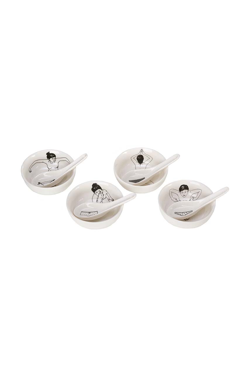 POLSPOTTEN  Sada misek se lžícemi Pols Potten Undressed Bowls 200 ml 4-pack