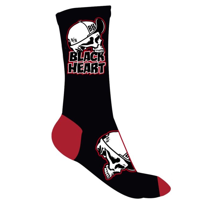 Ponožky BLACK HEART Cap Skull Socks červeno-černá 8-9