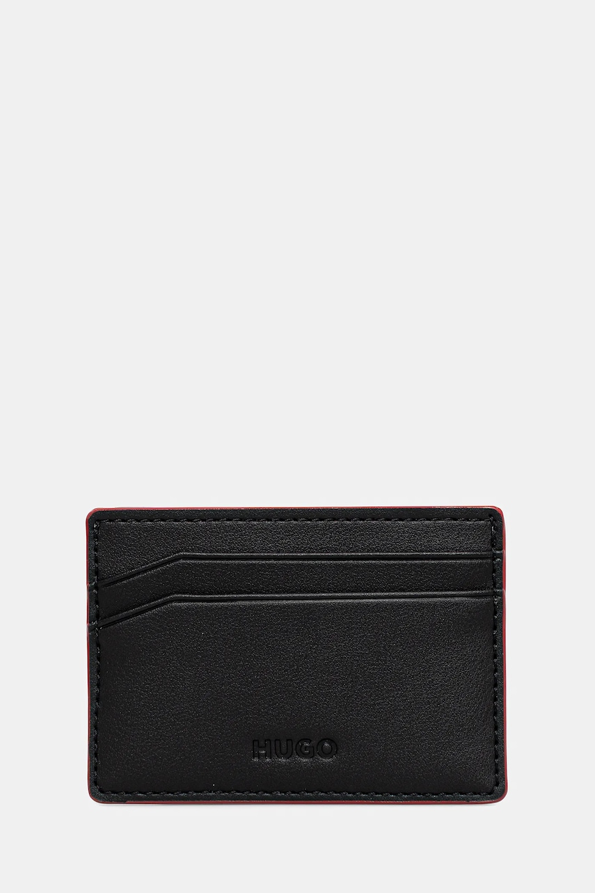 Pouzdro na karty + klíčenka HUGO černá barva, 50542209