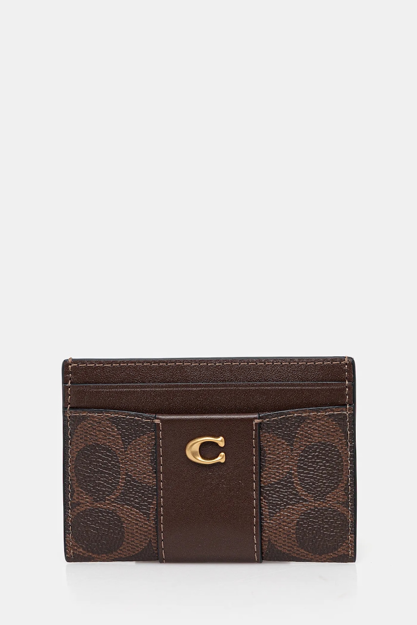 Pouzdro na karty Coach hnědá barva, CBY80