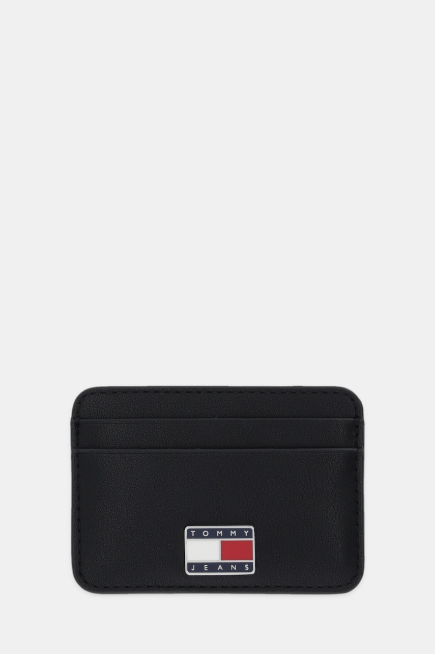 Pouzdro na karty Tommy Jeans černá barva, AW0AW18030
