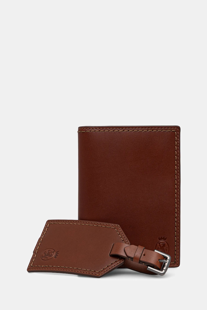 Pouzdro na pas a visačka na zavazadlo Tommy Hilfiger hnědá barva, AM0AM13780