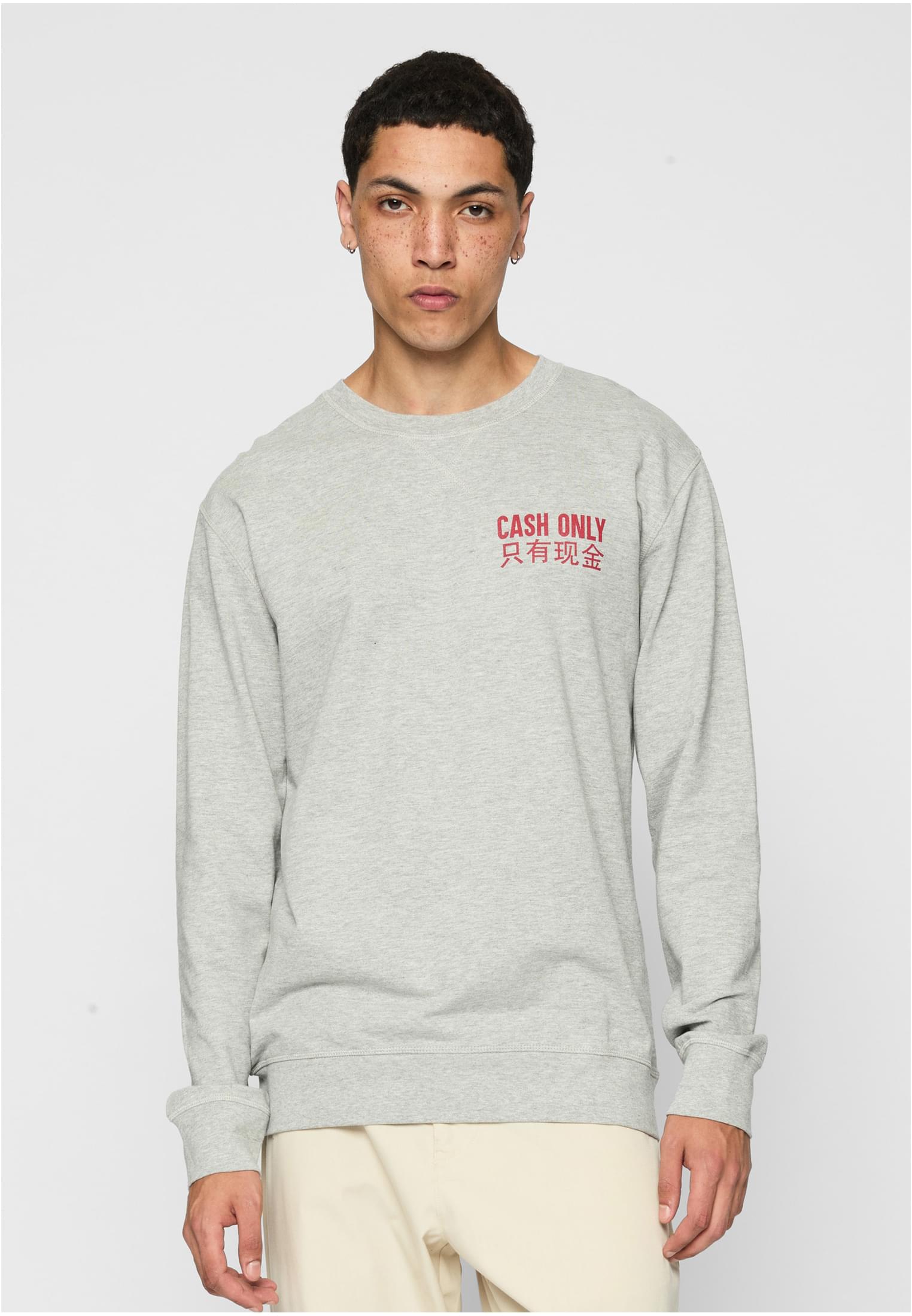 Pouze hotovost Crewneck šedá