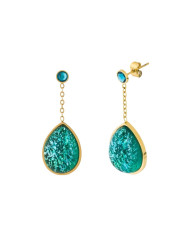 Preciosa Pozlacené náušnice z oceli s českým křišťálem Preciosa Lagoon Royal Lagoon 7495Y70