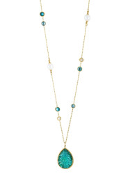 Preciosa Pozlacený náhrdelník z oceli s českým křišťálem a perlemi Lagoon Royal Lagoon 7494Y70