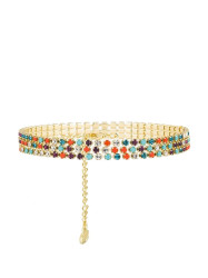 Preciosa Pozlacený trojitý náramek s barevným českým křišťálem Preciosa Glowline Royal Lagoon 2572Y70