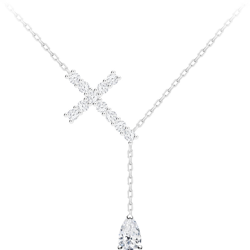 Preciosa Stříbrný náhrdelník Křížek Shiny Cross s kubickou zirkonií Preciosa 5301 00