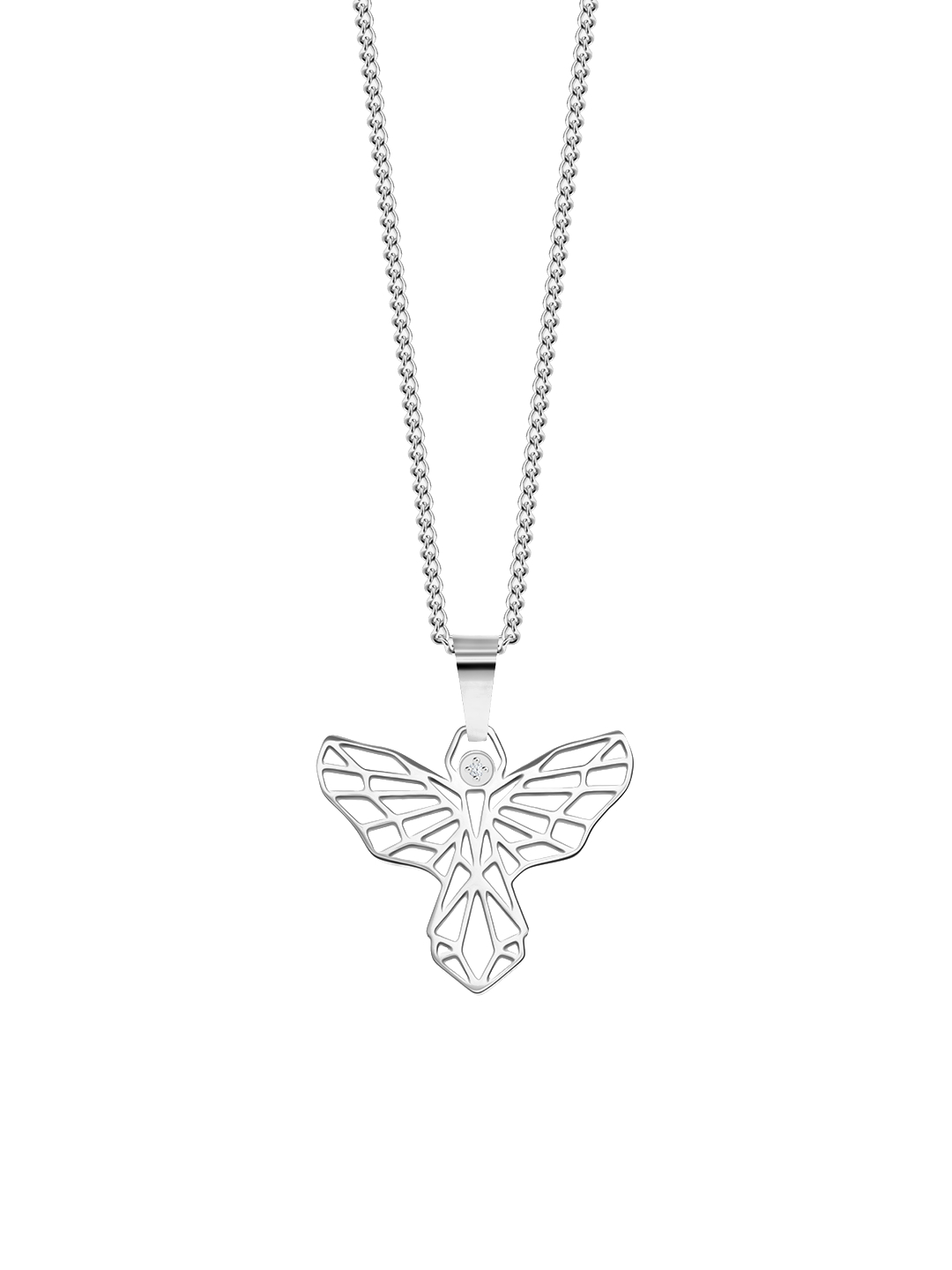 Preciosa Stylový ocelový náhrdelník Origami Angel s kubickou zirkonií Preciosa 7440 00