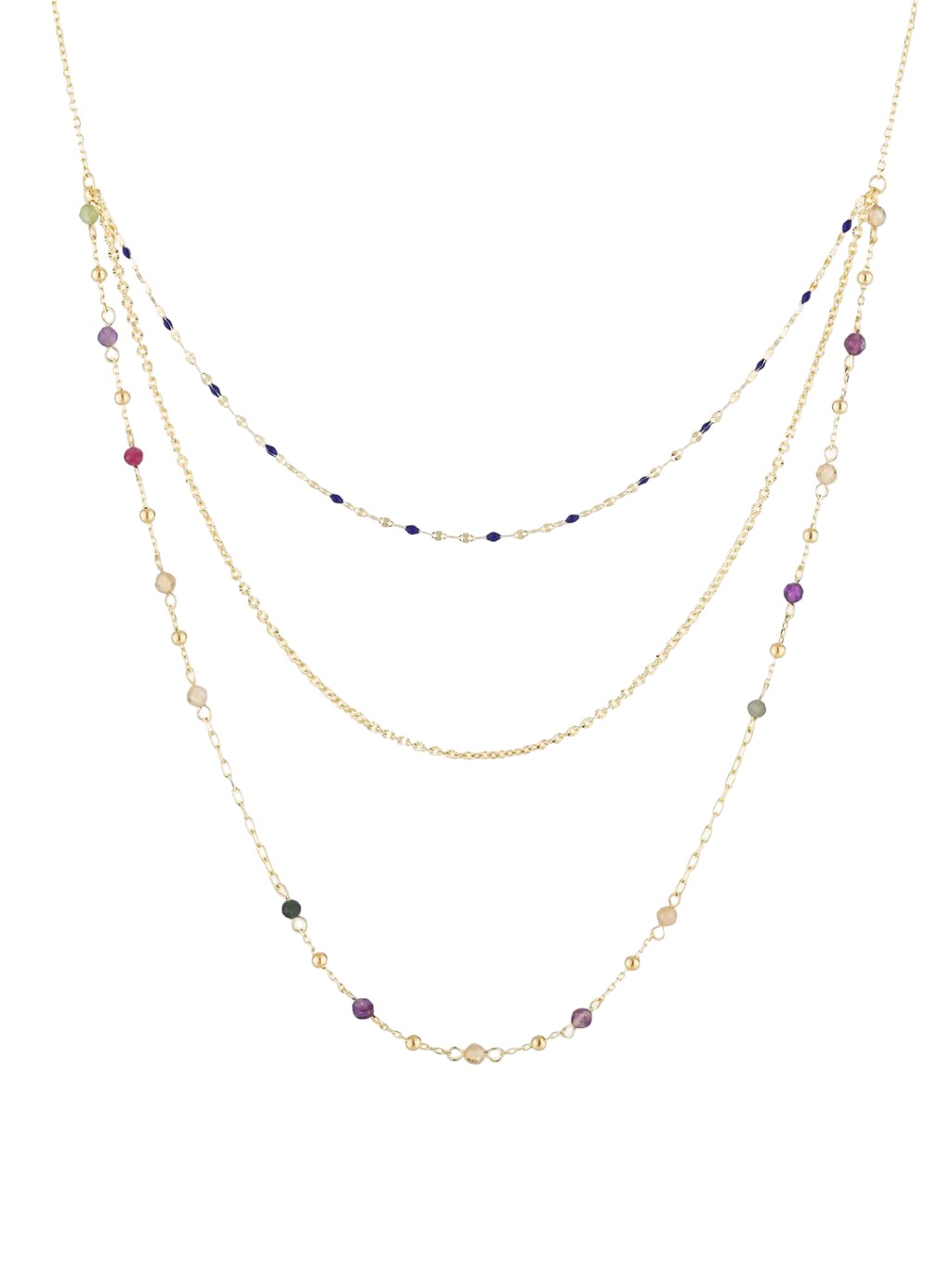 Preciosa Trojitý pozlacený náhrdelník s přírodními kameny Coralia Royal Lagoon 5454Y70