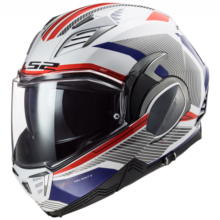 Překlopná moto přilba LS2 FF900 Valiant II Revo P/J White Red Blue XS (53-54)