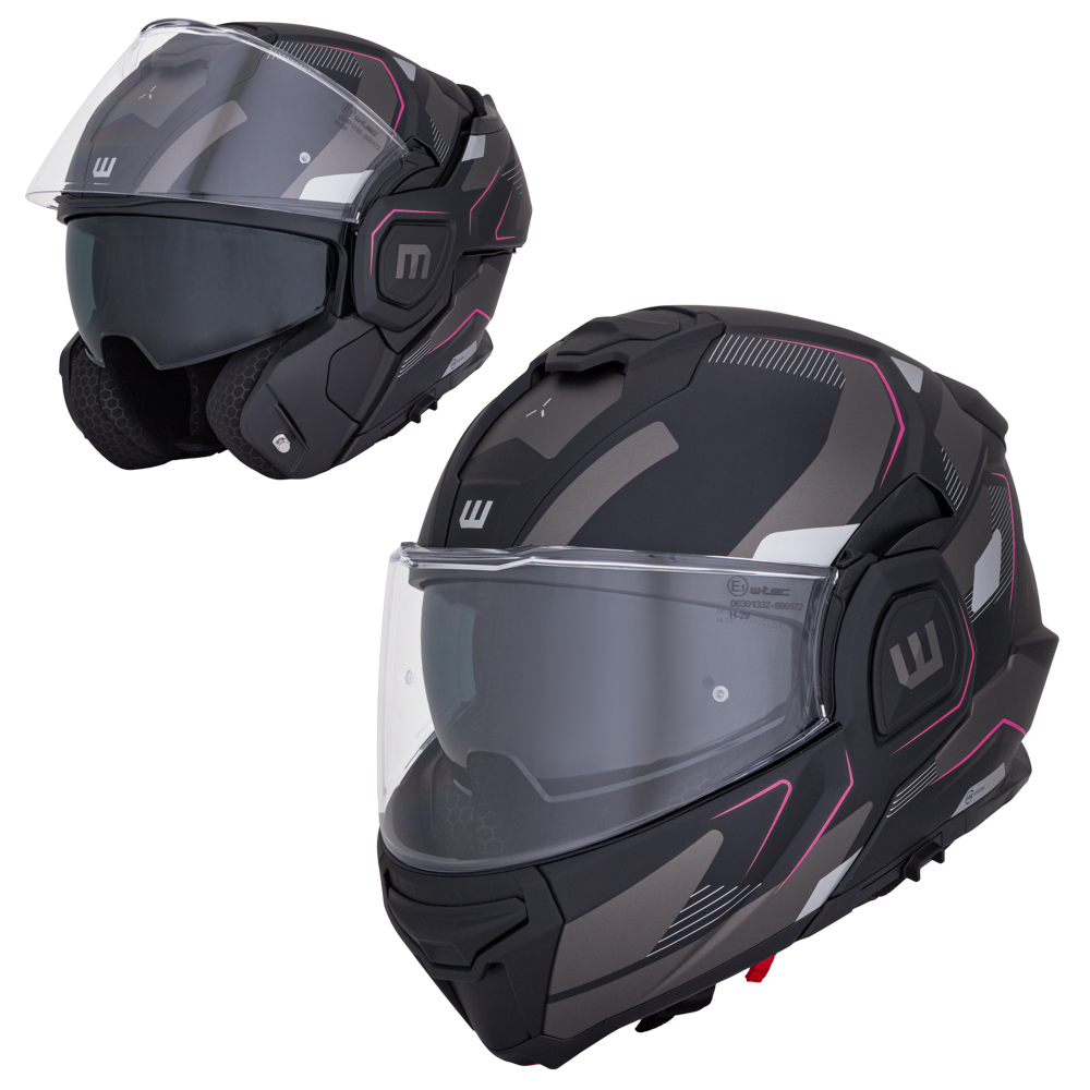Překlopná moto přilba W-TEC Zoroz P/J Matt Black-Fluo Pink XS (53-54)