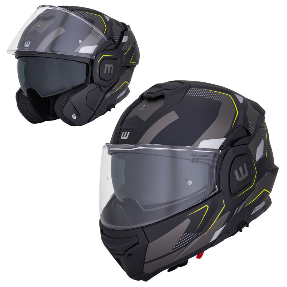 Překlopná moto přilba W-TEC Zoroz P/J Matt Black-Fluo Yellow XS (53-54)