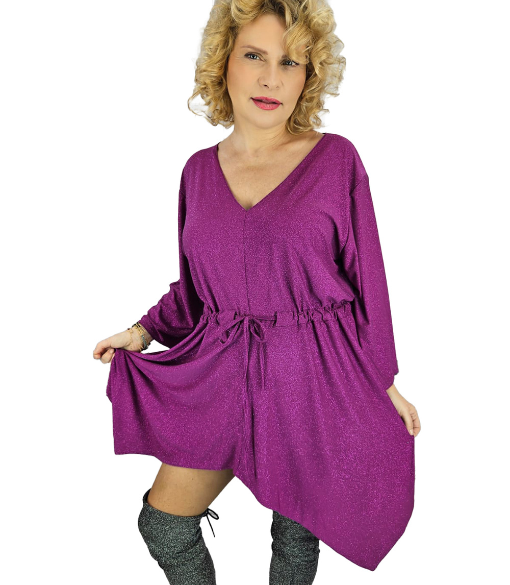 Pri Beautiful loose mini asymmetrical glitter dress OPALINA